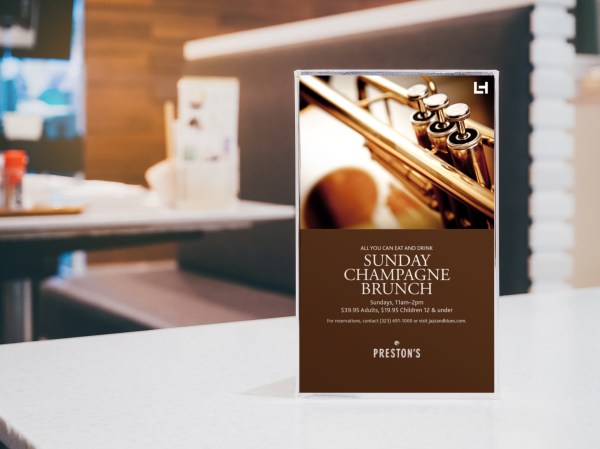 Blank Menu frame on Table in cafe restaurant